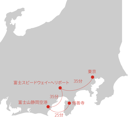 日本地図：富士山周辺から東京まで